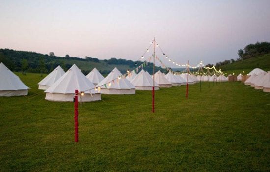 Stonor Park Accommodation Blue Bell Tents Dusk Feeston