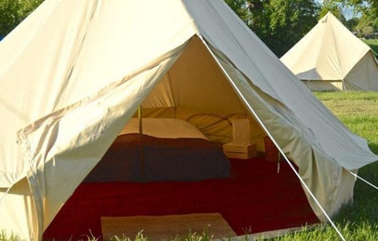 Stonor Park Accommodation Blue Bell Tents Open Double Red Carpet