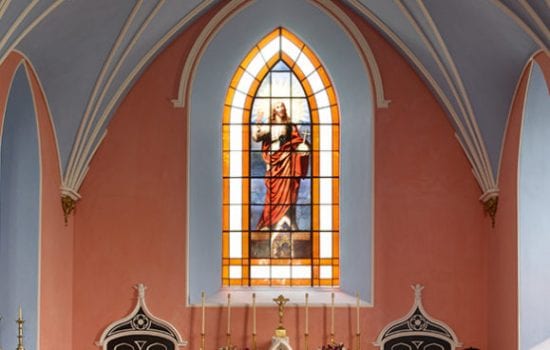 Stonor Park Ceremonies Chapel Stained Glass Entrance