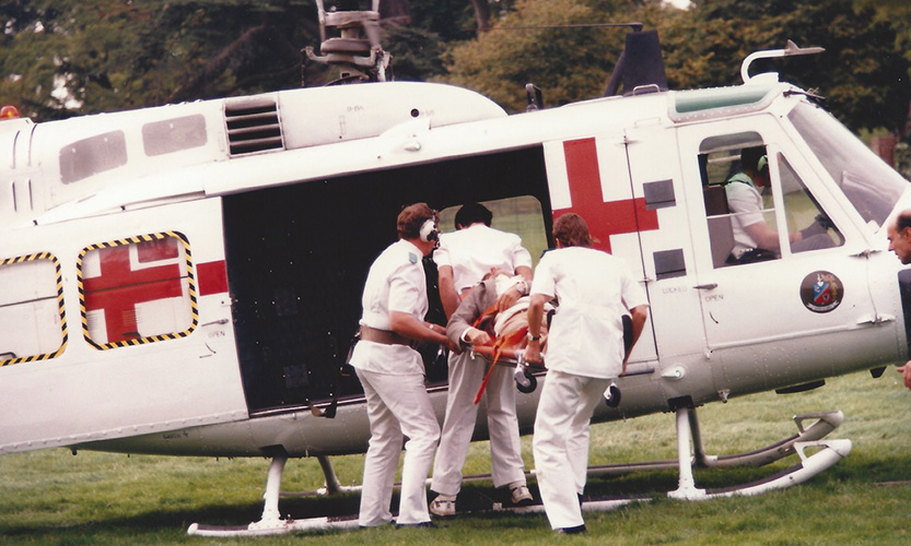 People boarding a helicopter